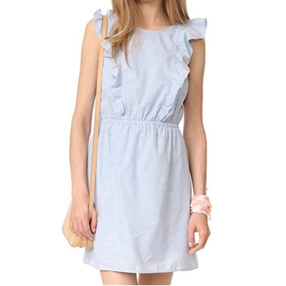 Madewell Women's Size 10 Bellflower Cotton Ruffle Sleeveless Dress Craft Blue